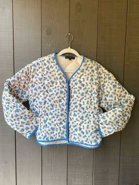 Dance & Marvel Blue Floral Quilted Jacket